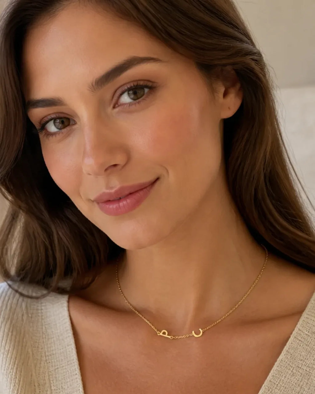 Annelise Sideways Initial Necklace Signature
