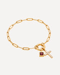Gemma Cross Charm Bracelet with Birthstone