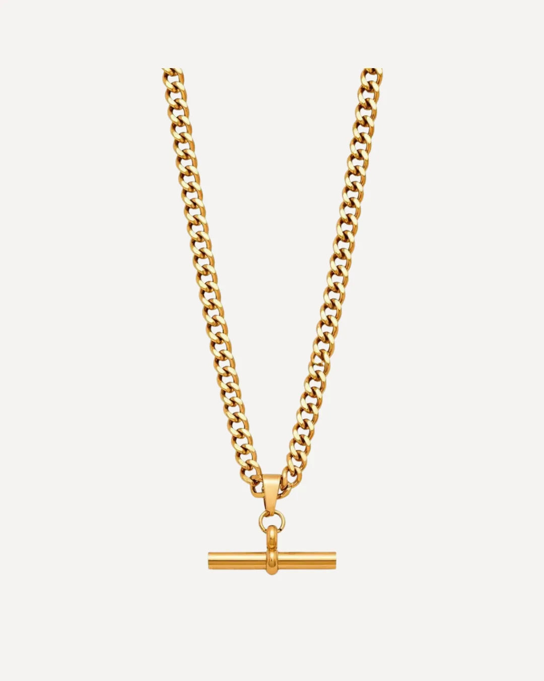 Harper Curb Chain Necklace with T-Bar Pendant