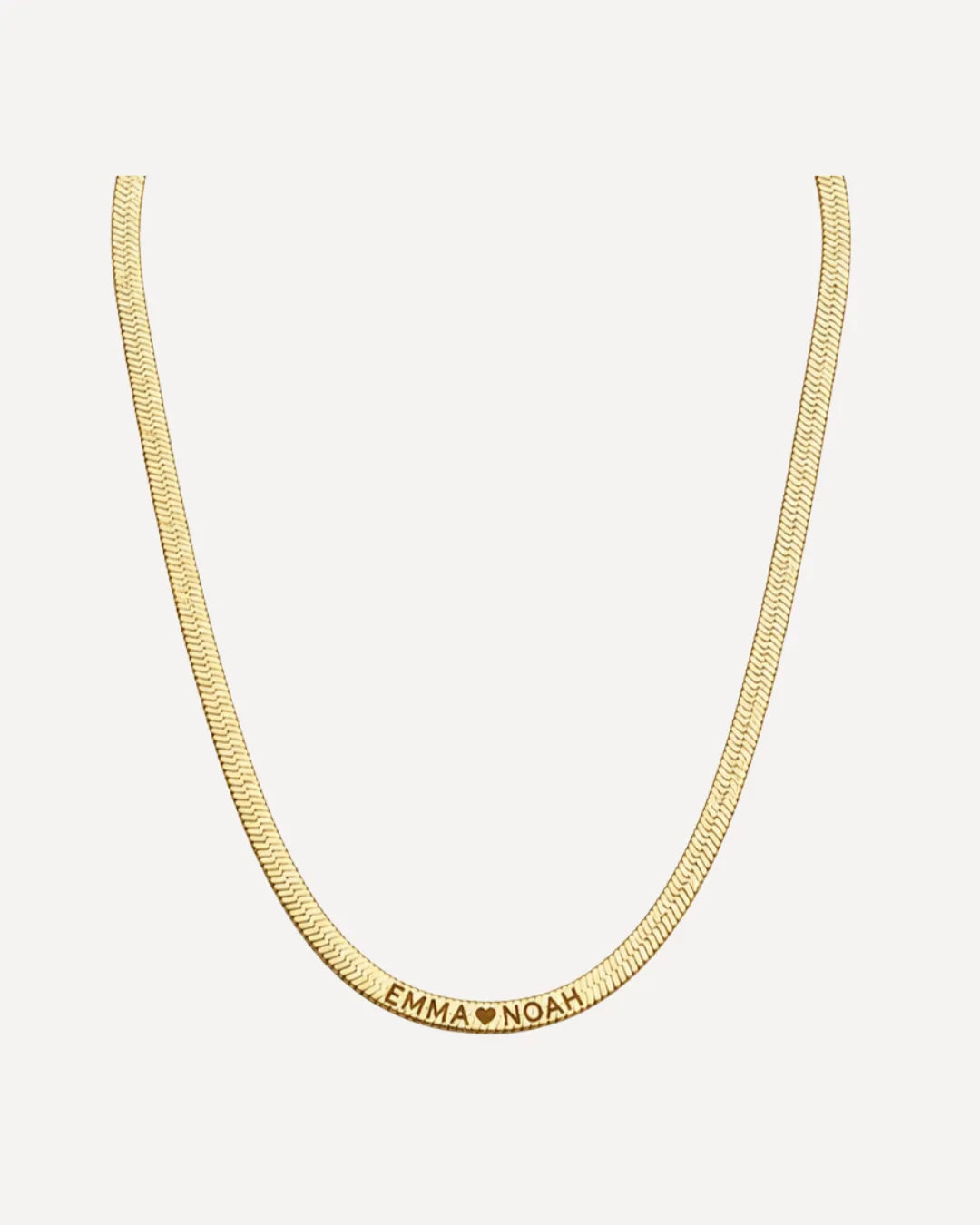 Sophia Herringbone Necklace with Engraved Names