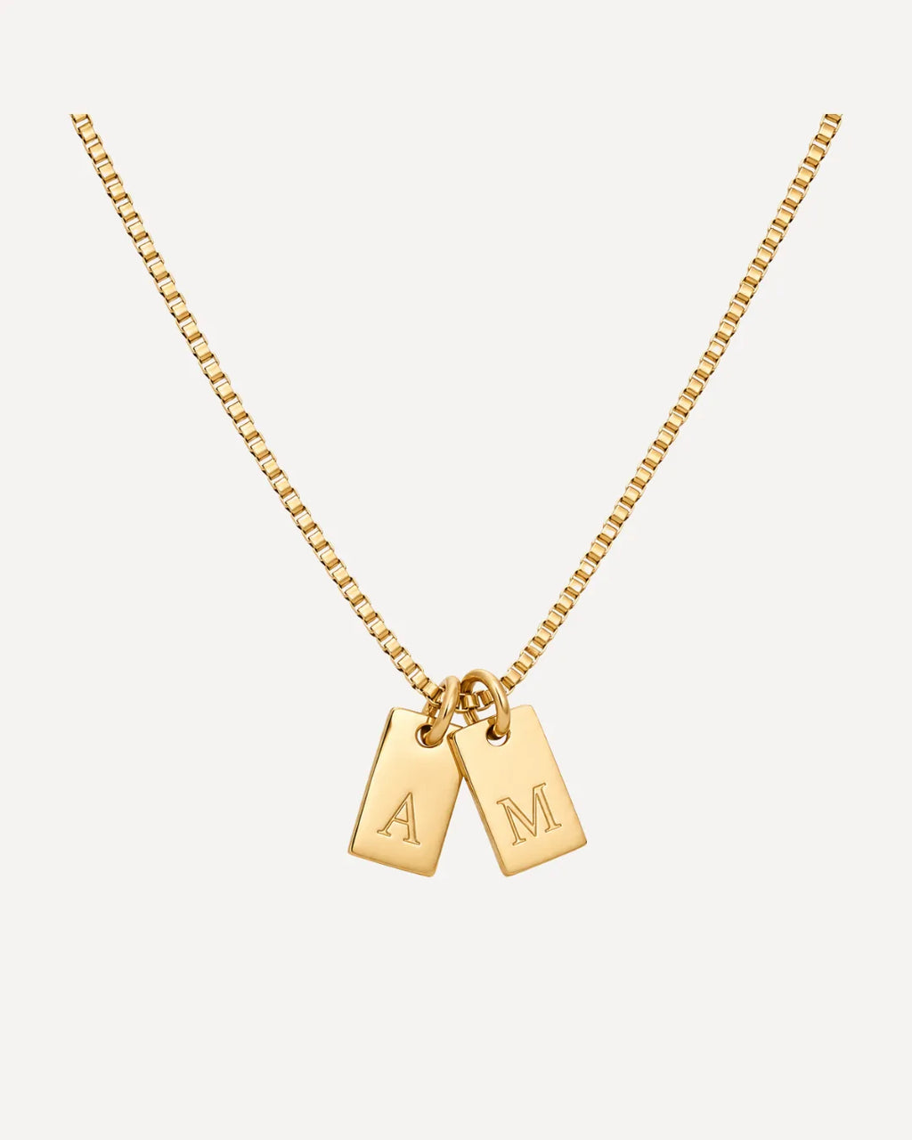Ava Initial Necklace with Engraved Tags