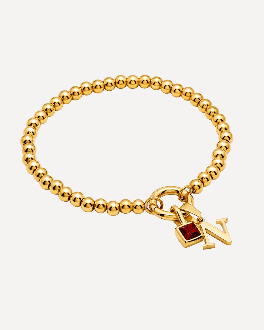 Ava Initial Birthstone Bracelet with Beads