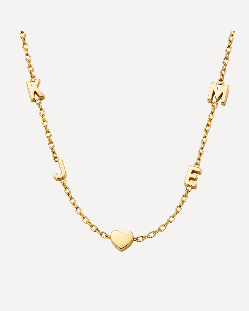 Emma Multi Initial Necklace with Heart Charm