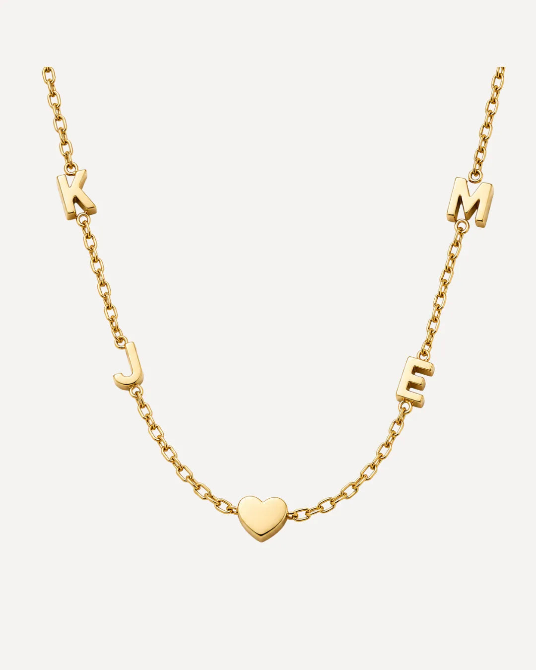 Emma Multi Initial Necklace with Heart Charm