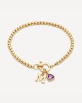 Emma Birthstone Initial Charm Bracelet
