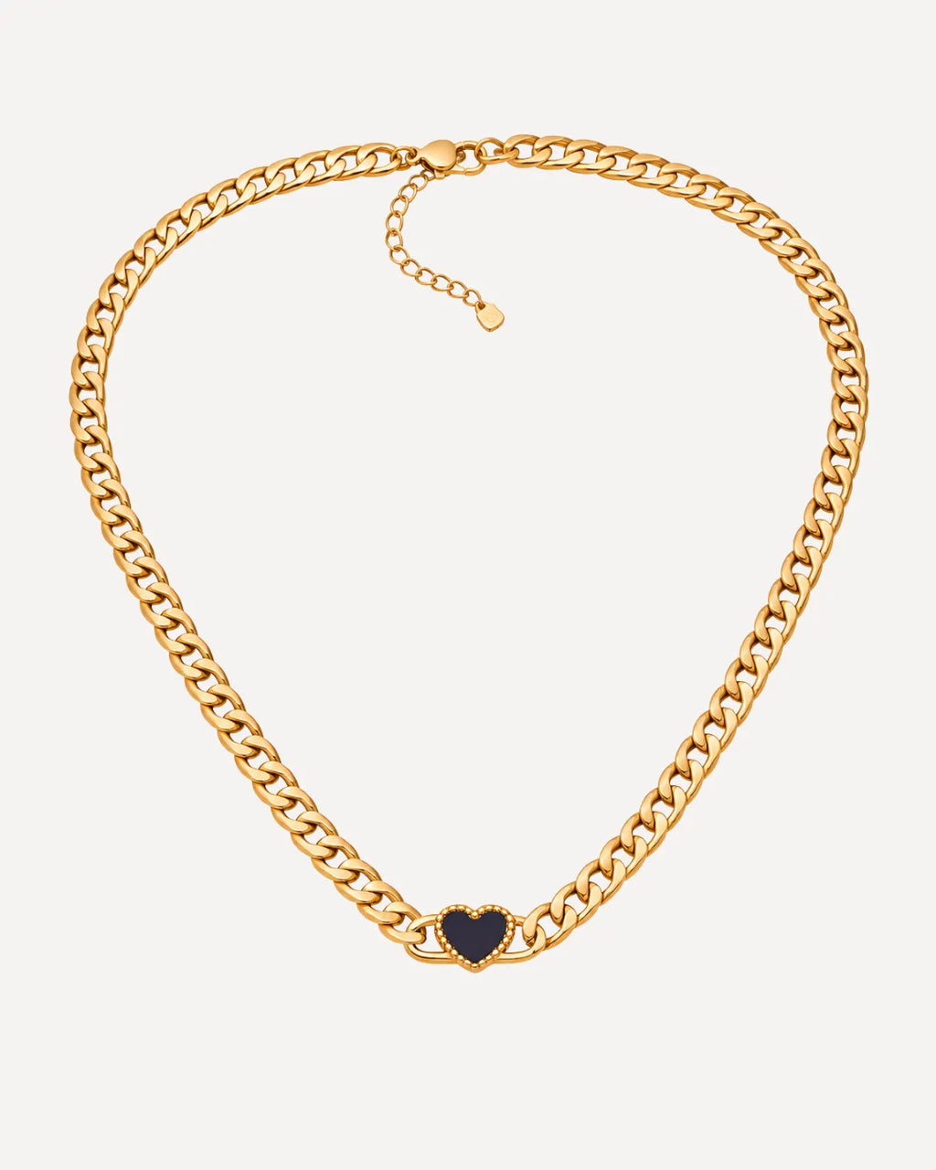 Harper Curb Chain Necklace with Heart Charm