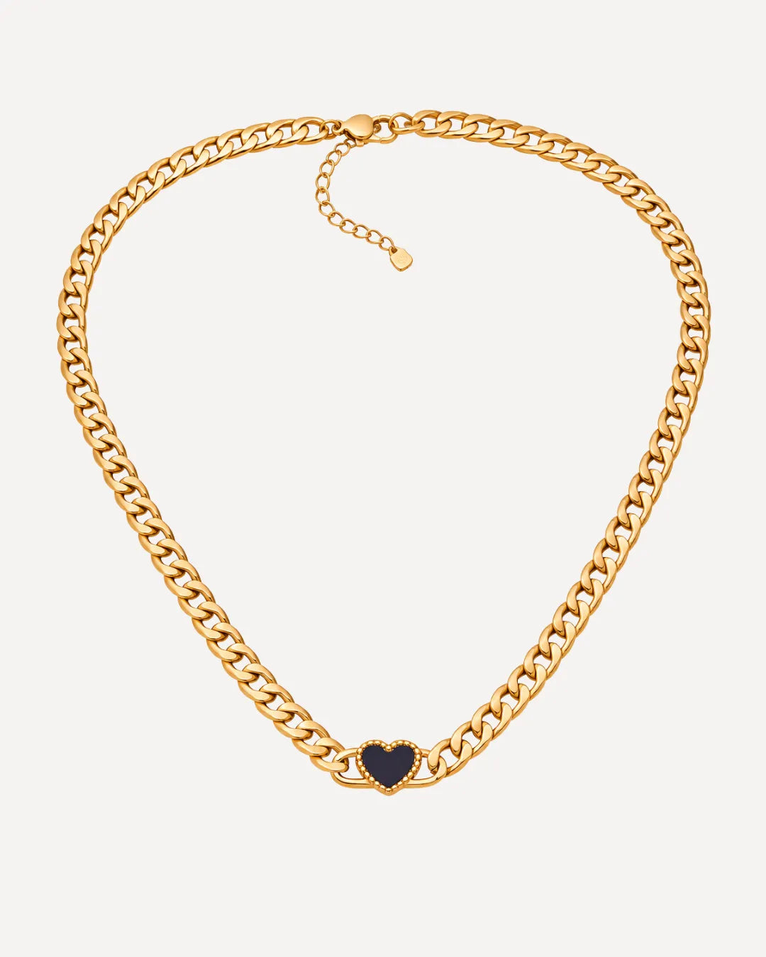 Harper Curb Chain Necklace with Heart Charm