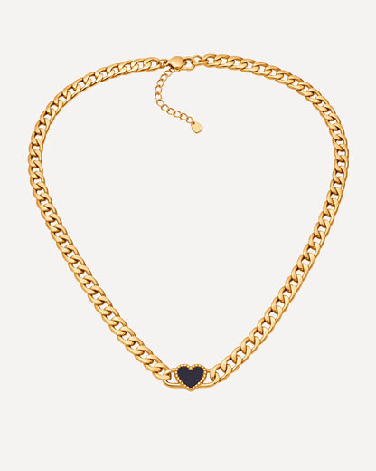 Harper Curb Chain Necklace with Heart Charm