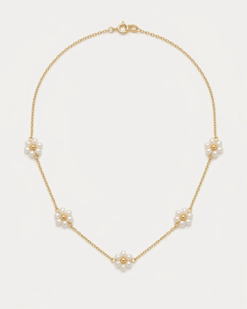 Evangeline Pearl Flower Necklace Bloom