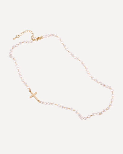 Celestine Cross Pearl Necklace Grace