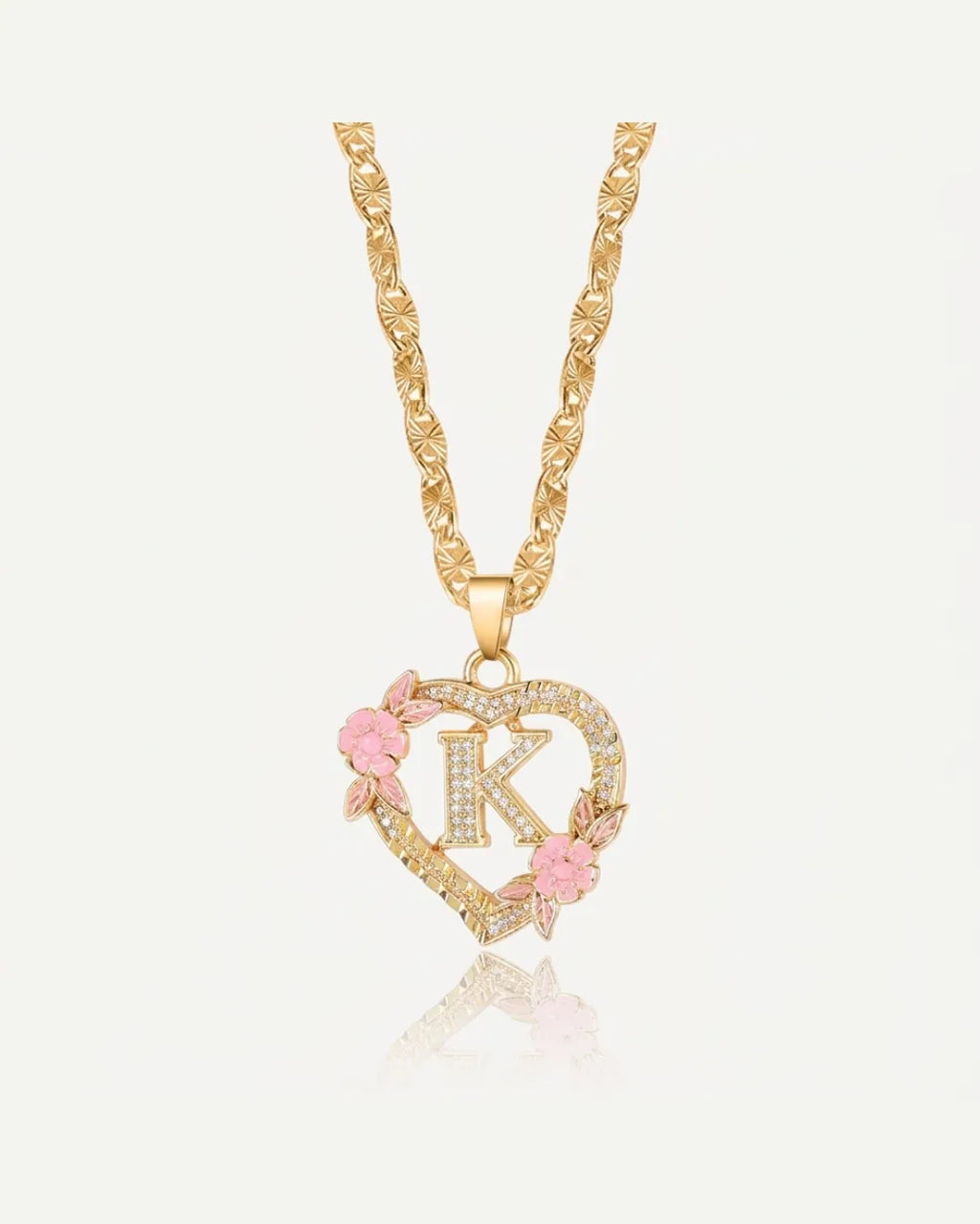 Celestia Heart Initial Necklace Bloom