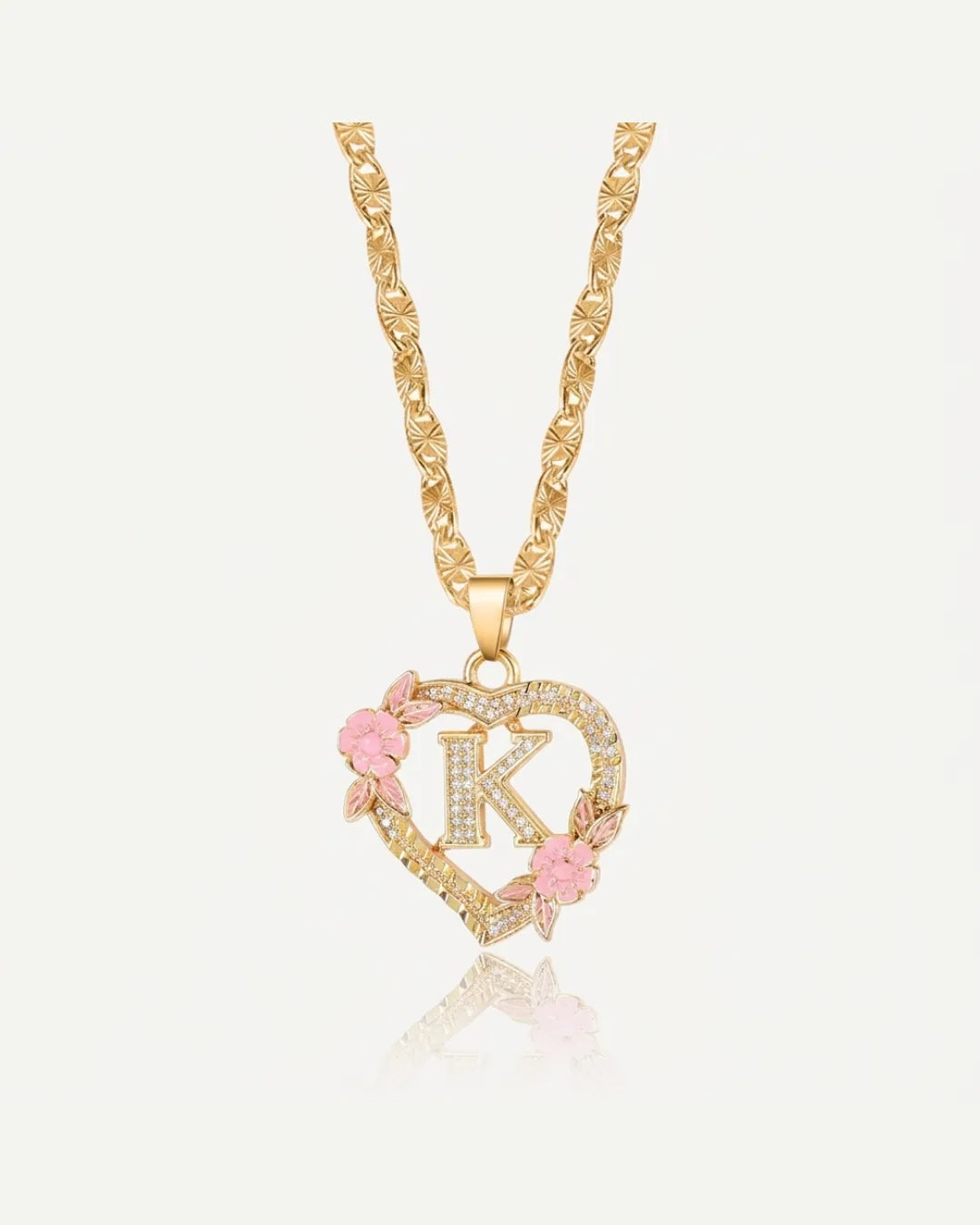 Celestia Heart Initial Necklace Bloom