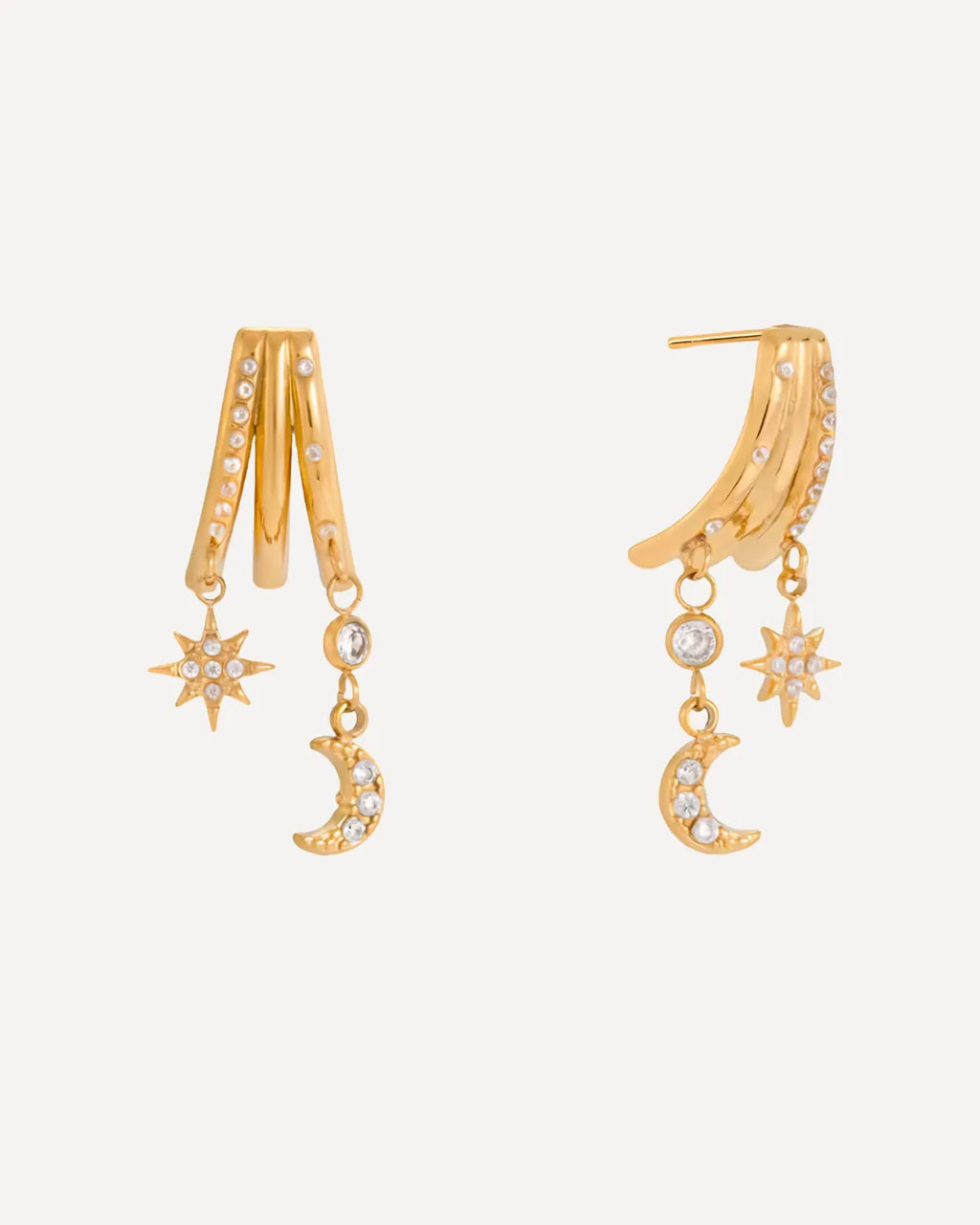Luna Moon Star Illusion Earrings