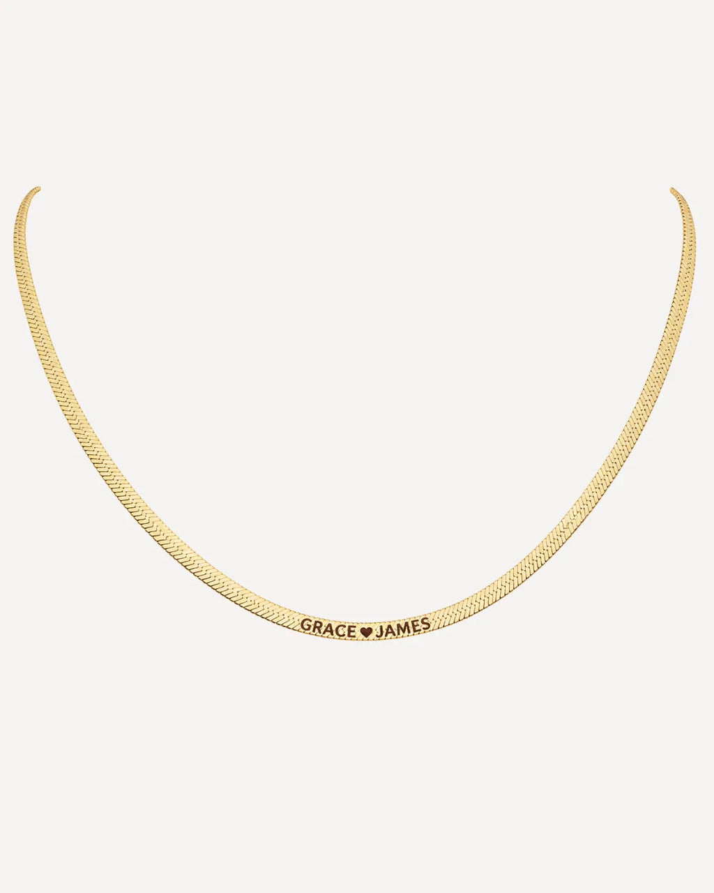 Sophia Herringbone Necklace with Engraved Names