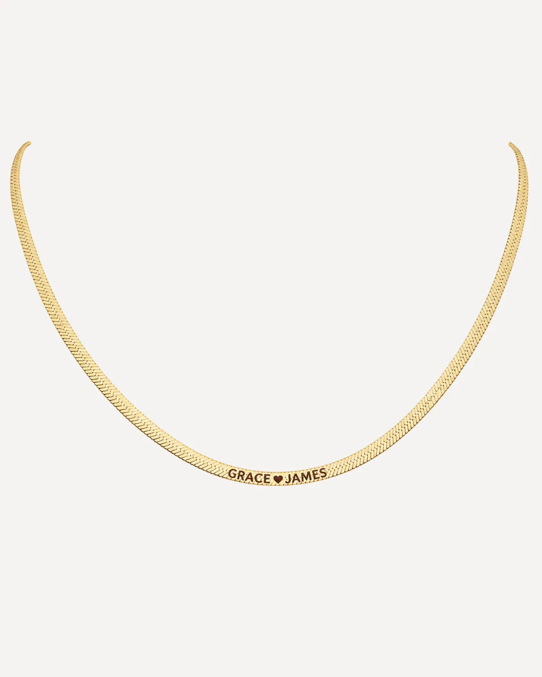 Sophia Herringbone Necklace with Engraved Names