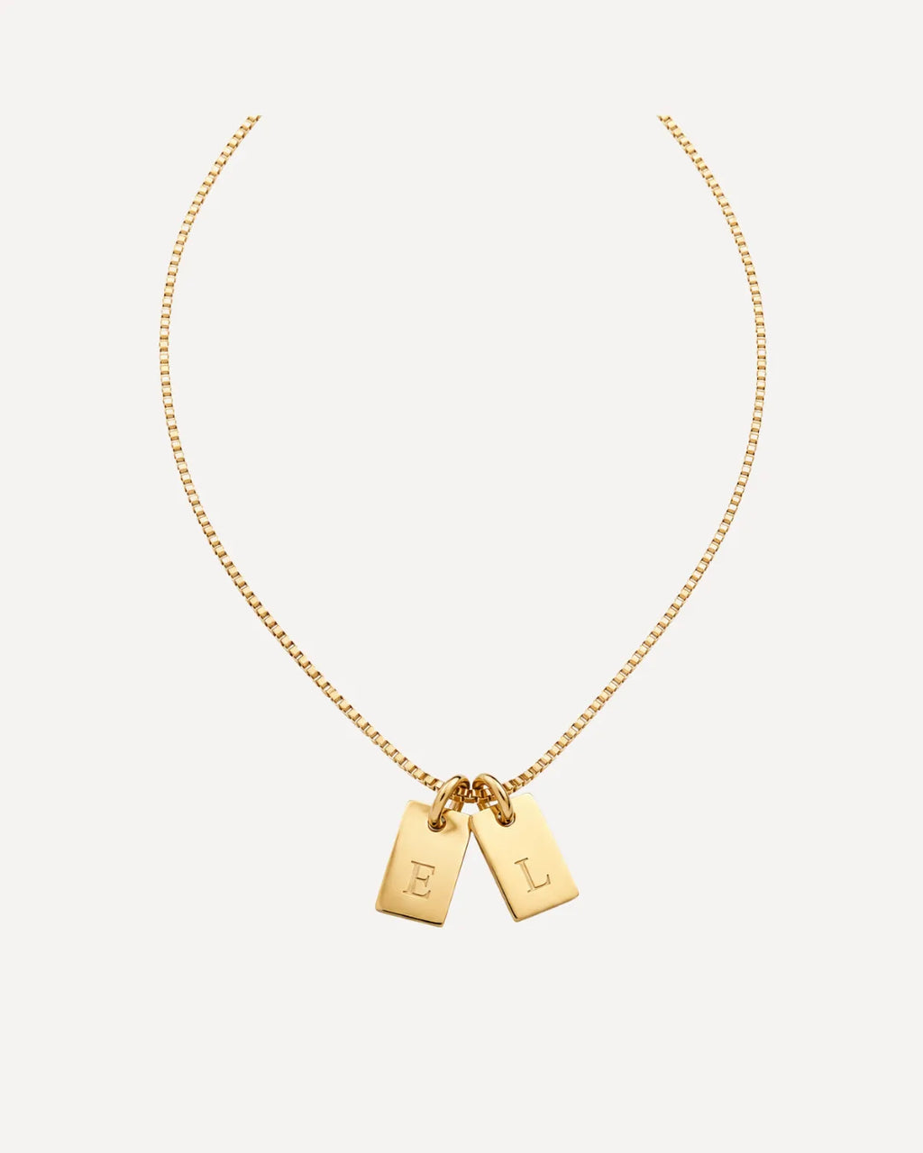 Ava Initial Necklace with Engraved Tags
