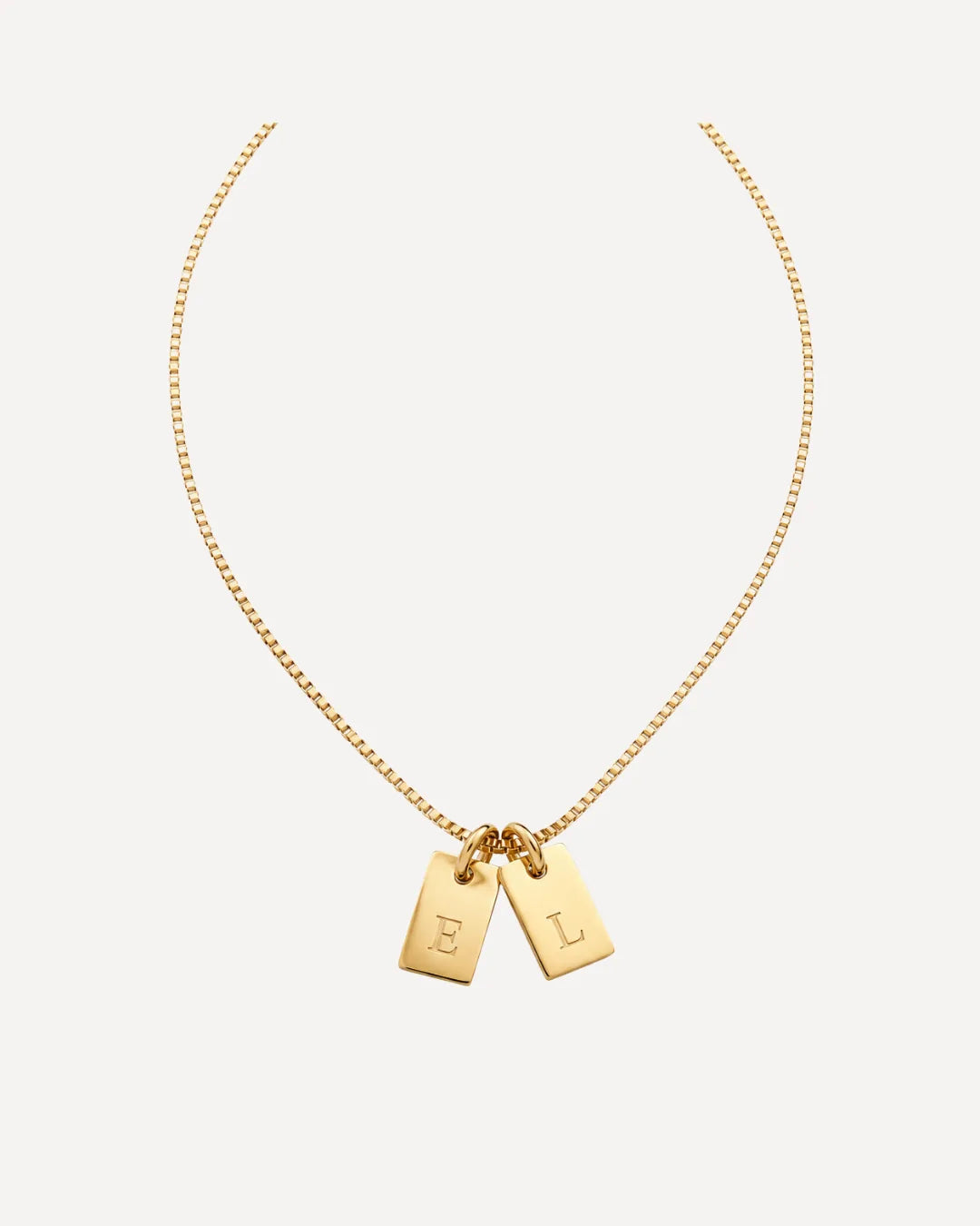 Ava Initial Necklace with Engraved Tags