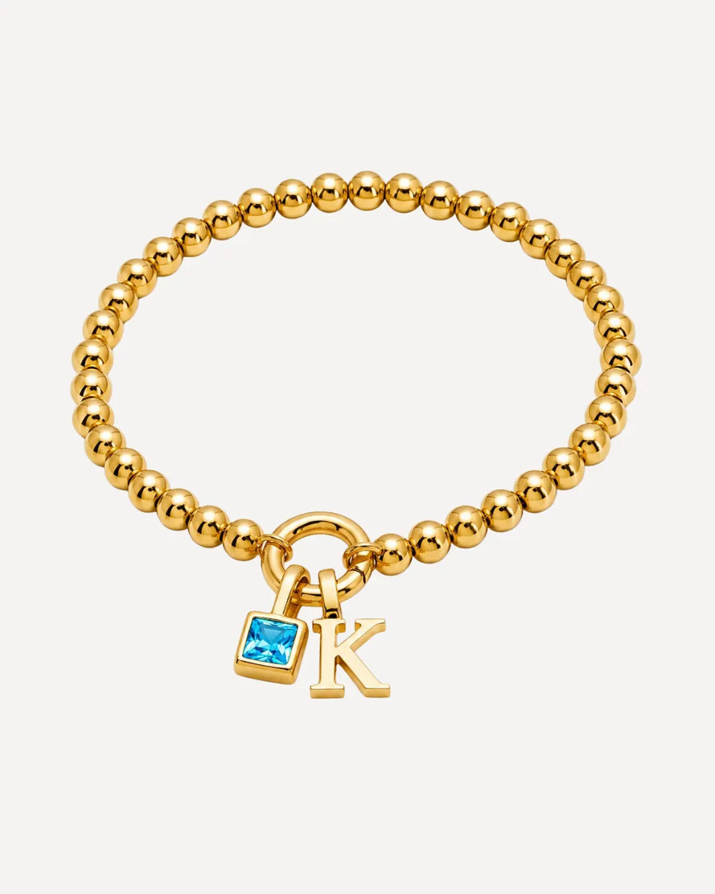Ava Initial Birthstone Bracelet with Beads