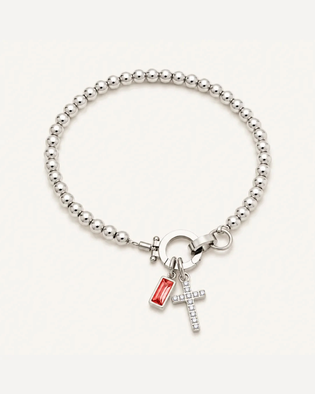 Emily Birthstone Cross Beaded Bracelet