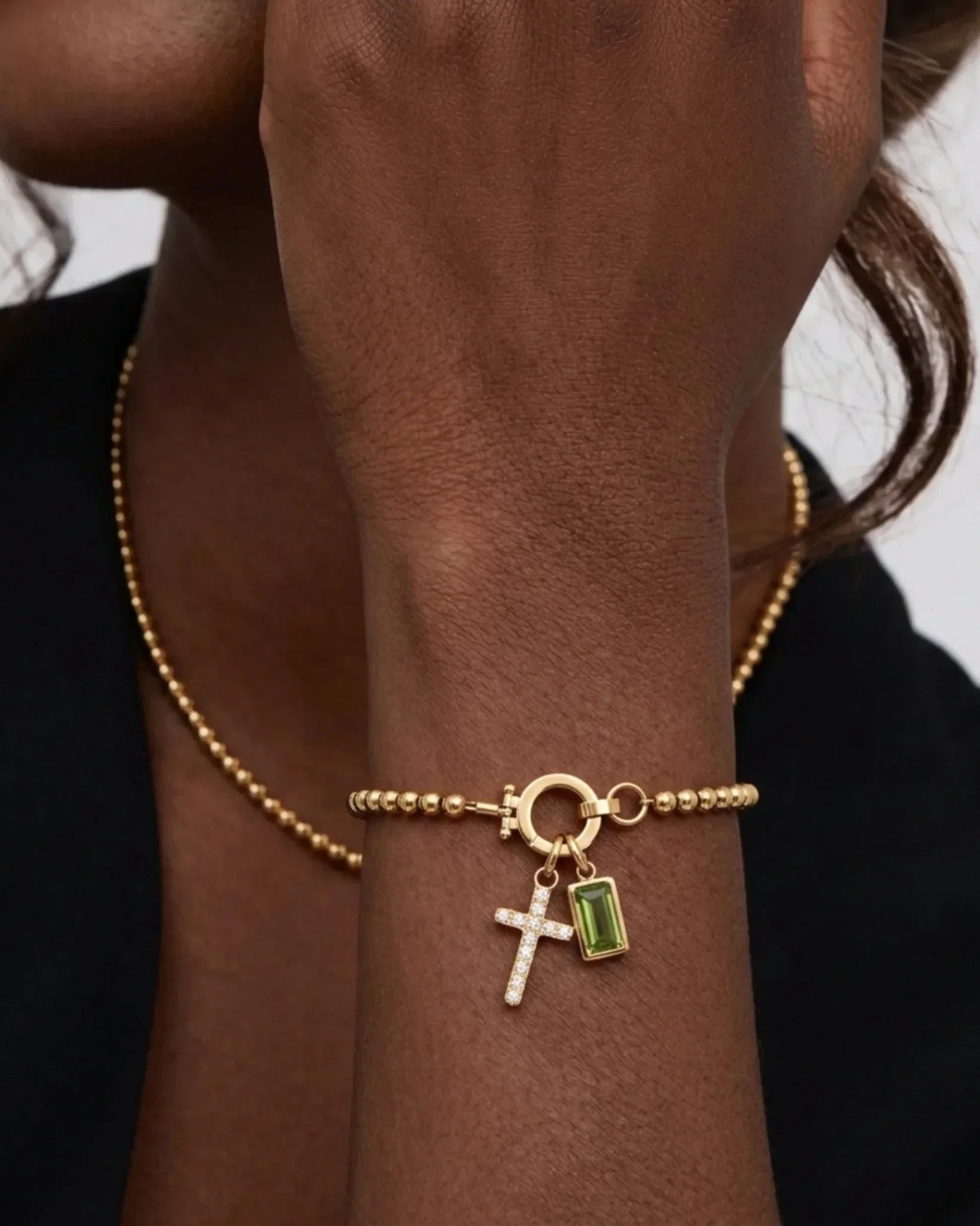Icon Birthstone Cross Charm bracelet
