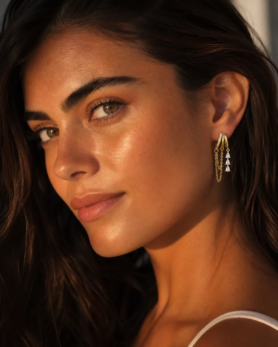 Elise Crystal Chain Illusion Earrings Luxe