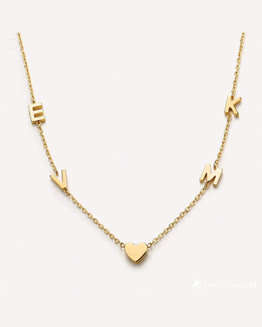 Emma Multi Initial Necklace with Heart Charm