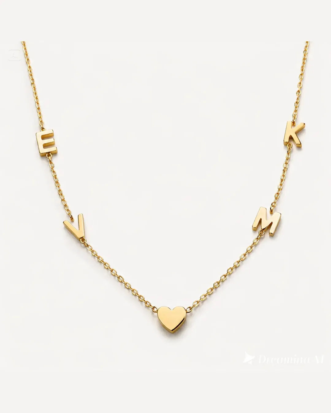 Emma Multi Initial Necklace with Heart Charm