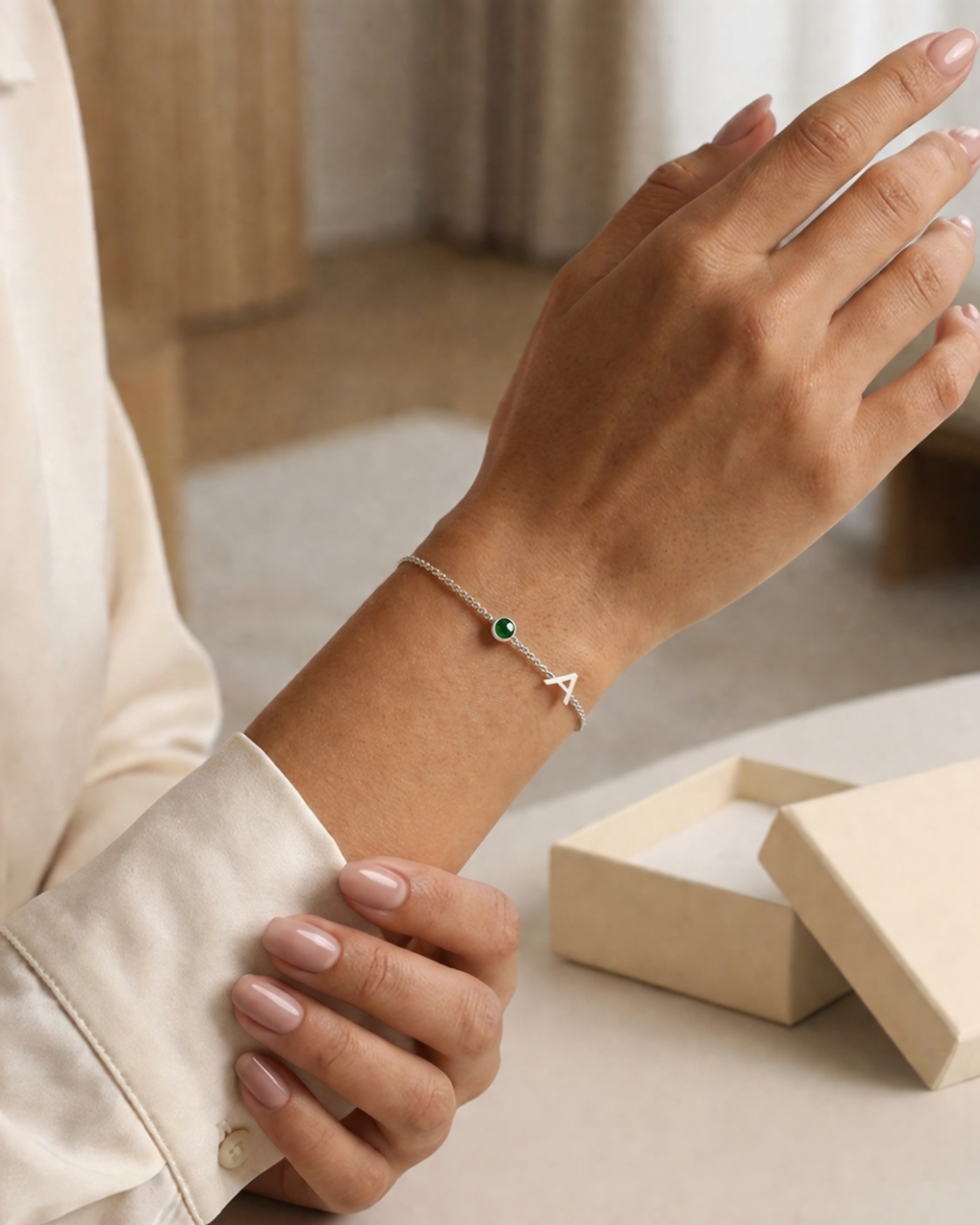 Birthstone Initial Bracelet