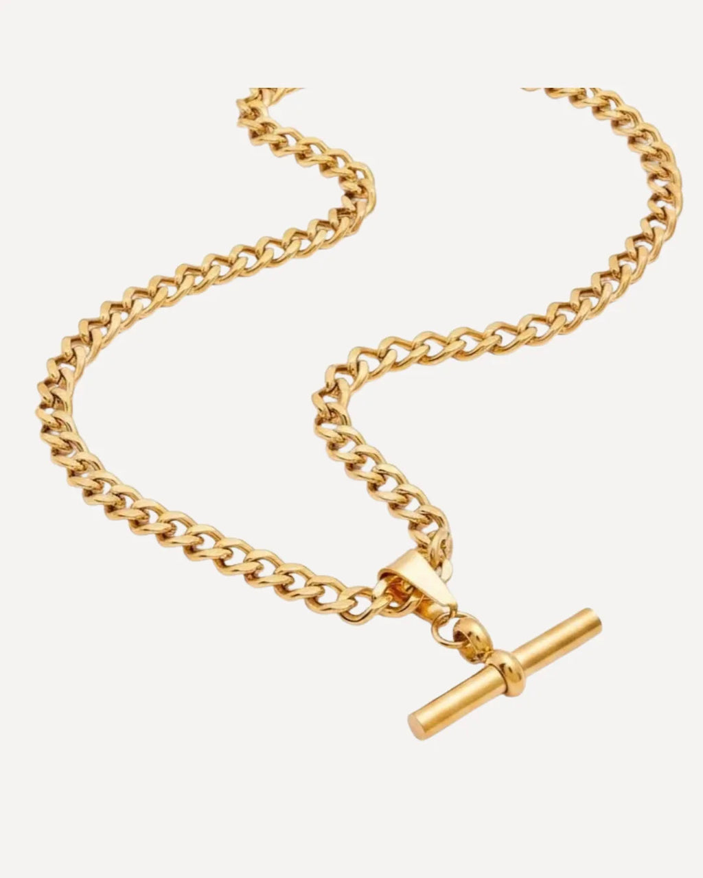 Harper Curb Chain Necklace with T-Bar Pendant