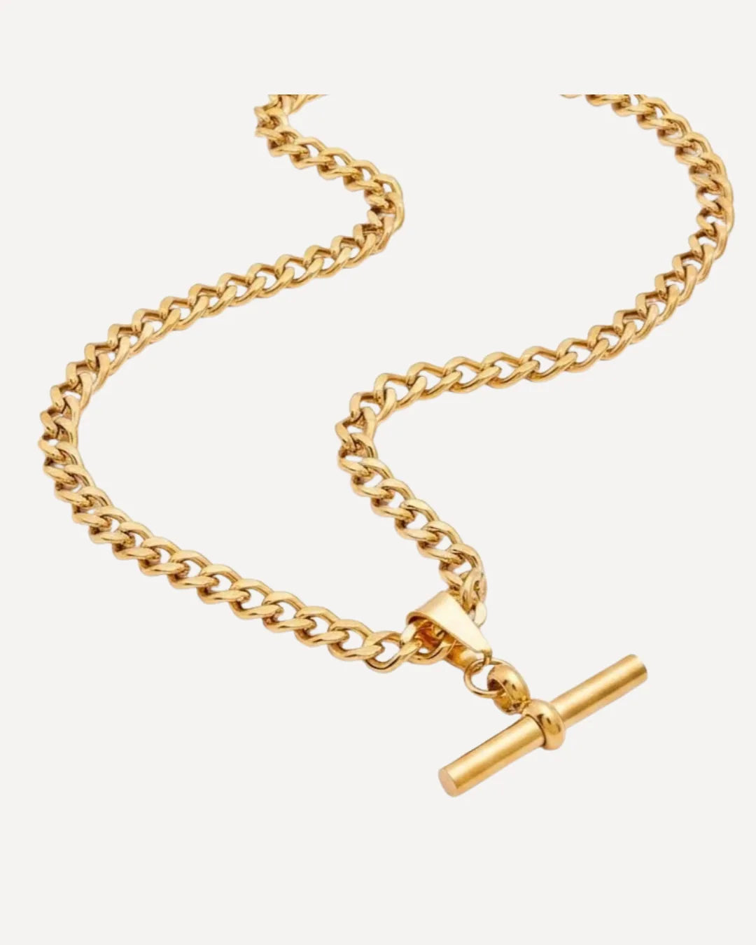 Harper Curb Chain Necklace with T-Bar Pendant
