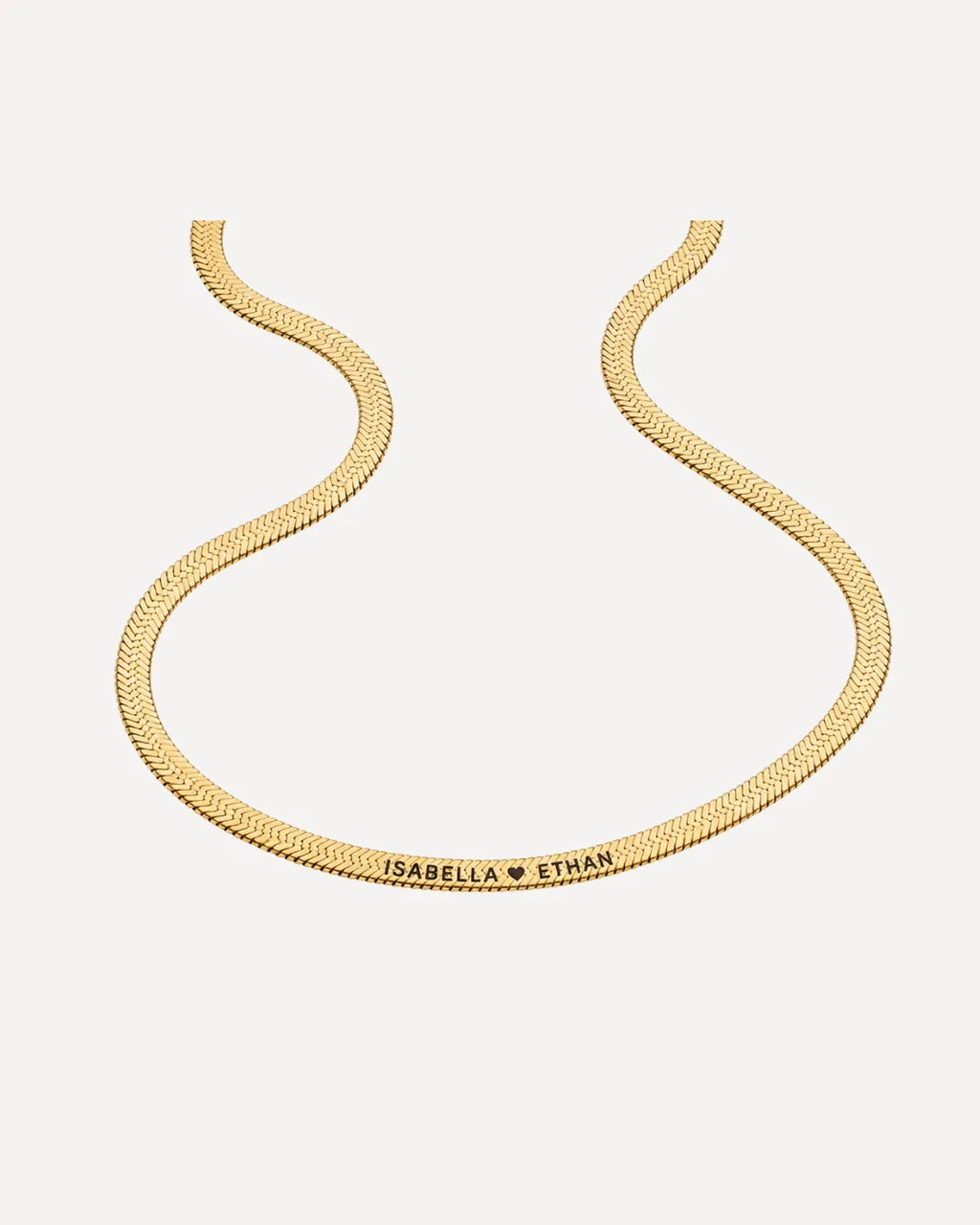 Sophia Herringbone Necklace with Engraved Names