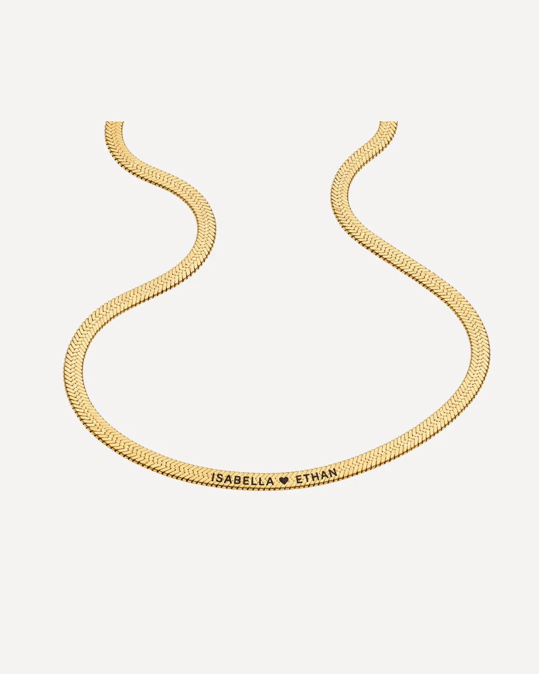 Sophia Herringbone Necklace with Engraved Names