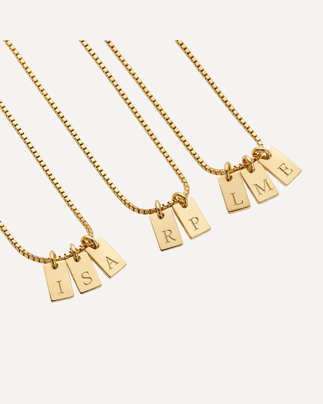 Ava Initial Necklace with Engraved Tags