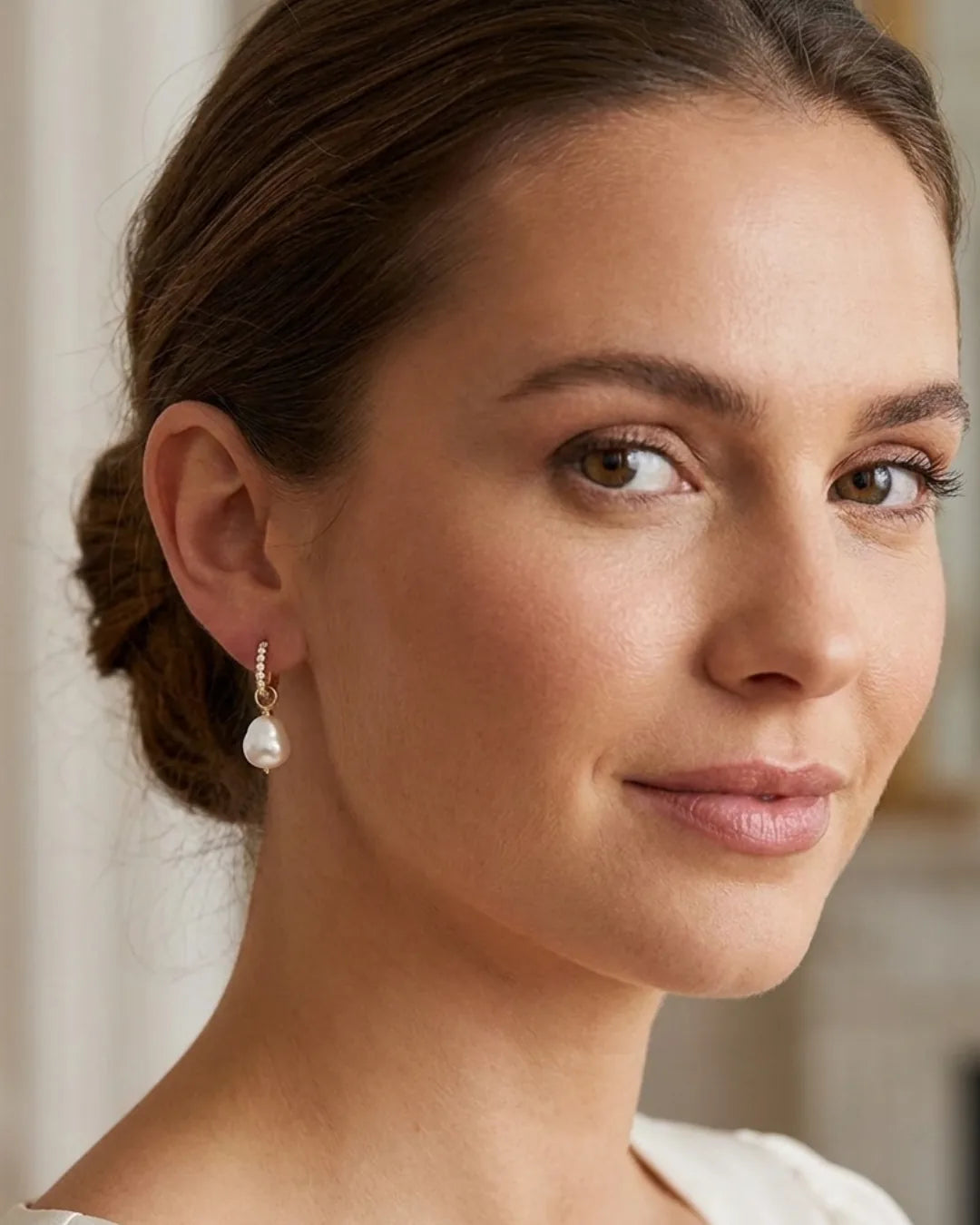 Rosaline Pearl Huggie Earrings Grace