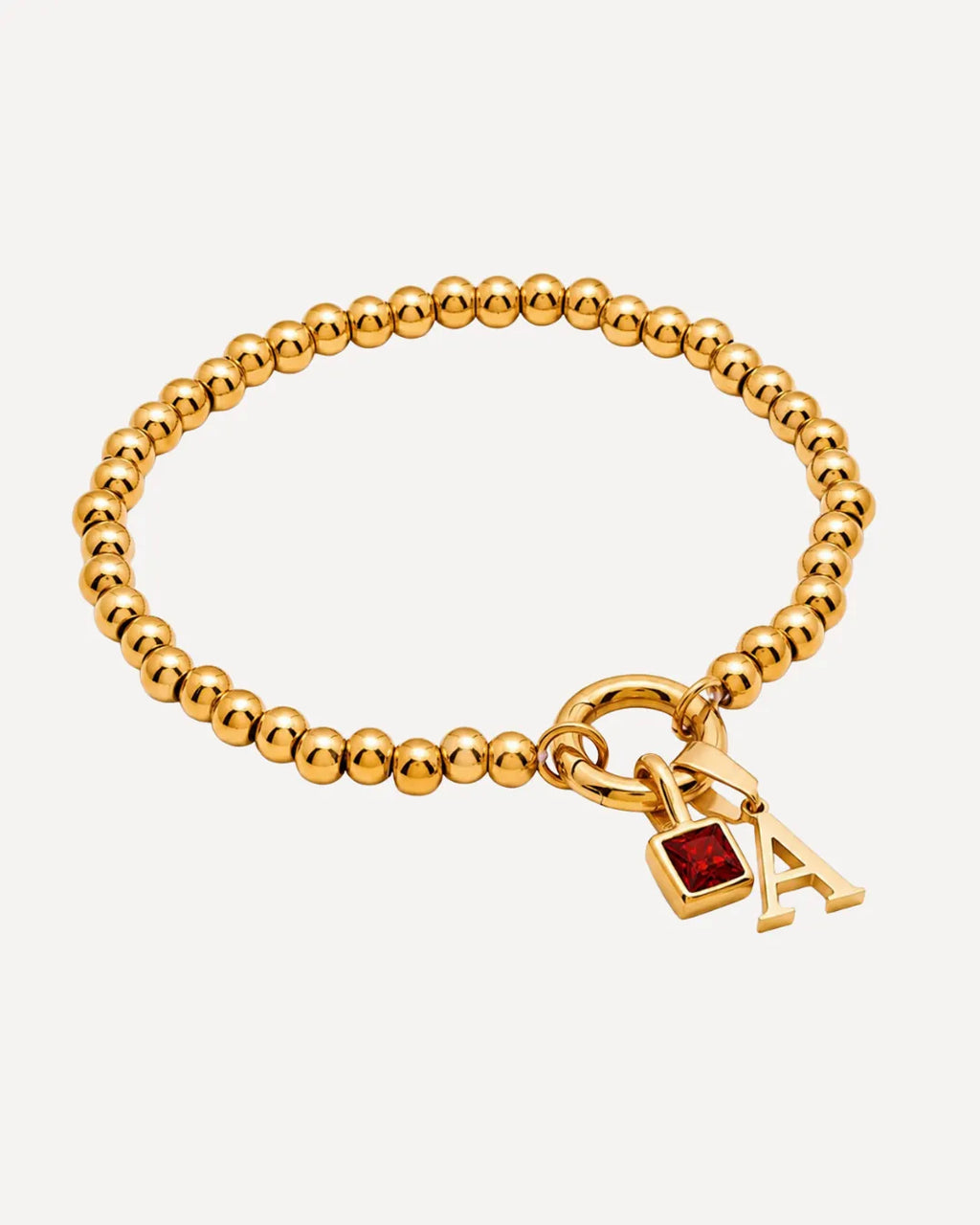 Ava Initial Birthstone Bracelet with Beads