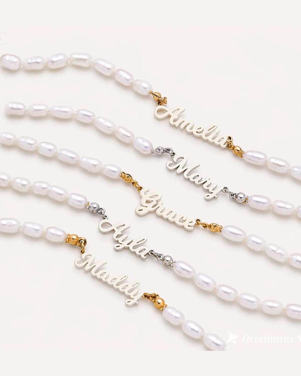 Olivia Pearl Necklace with Custom Name
