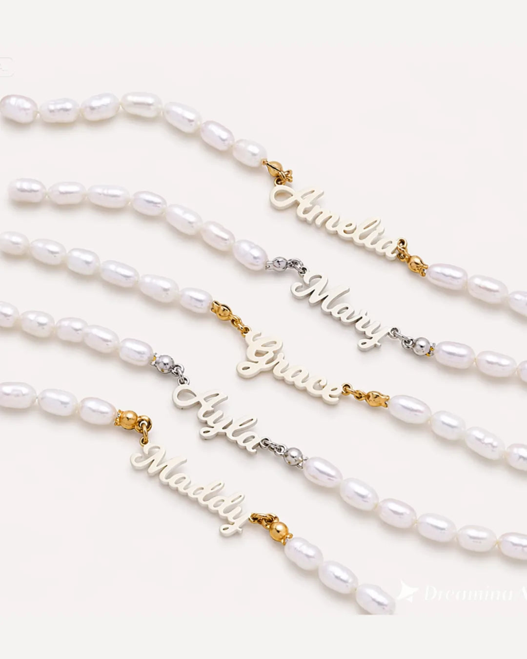 Olivia Pearl Necklace with Custom Name