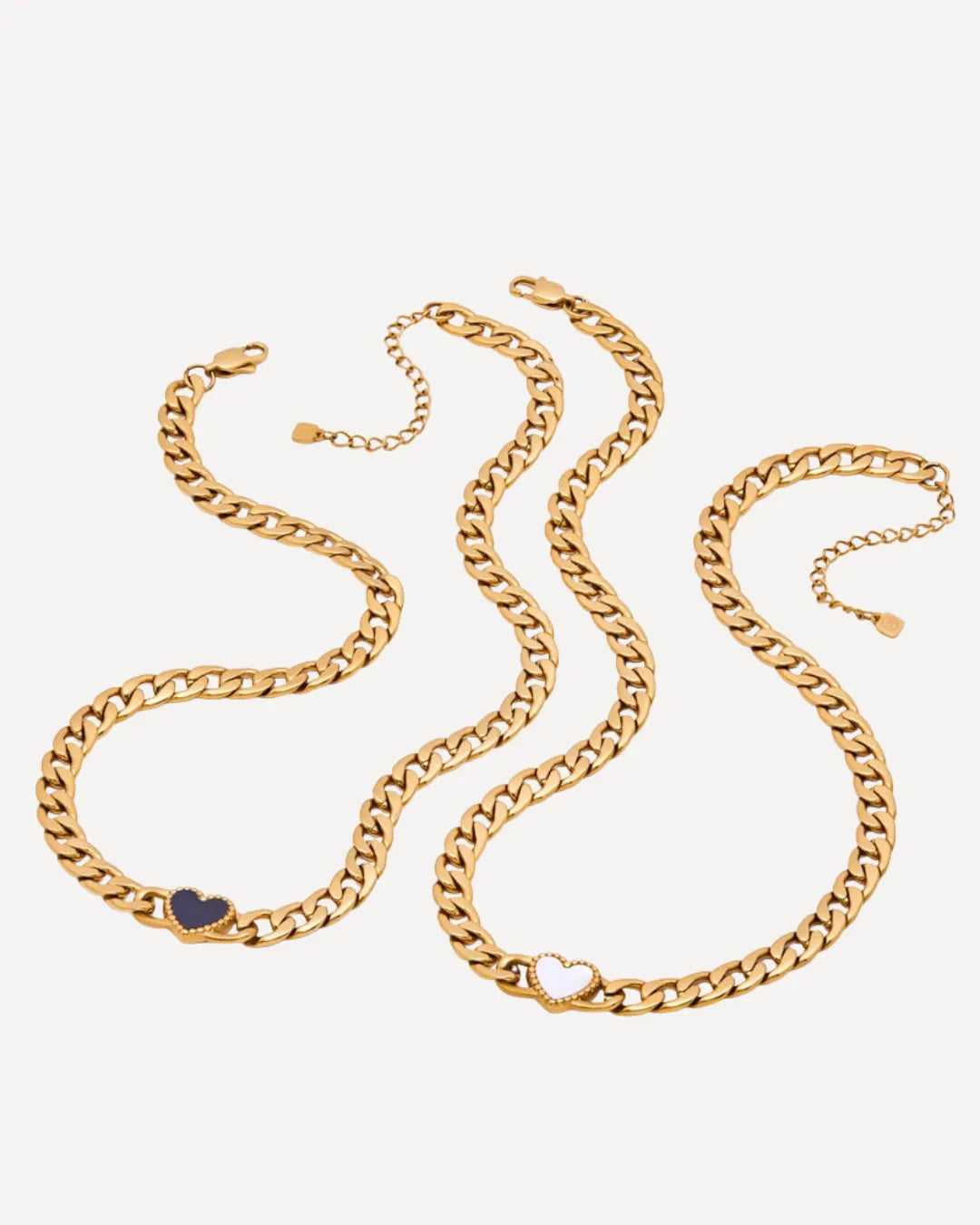 Harper Curb Chain Necklace with Heart Charm