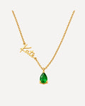Women Signature Name Necklace with Birthstone