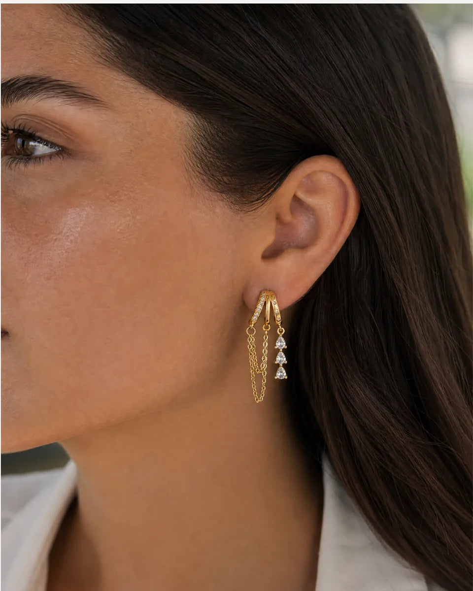 Elise Crystal Chain Illusion Earrings Luxe