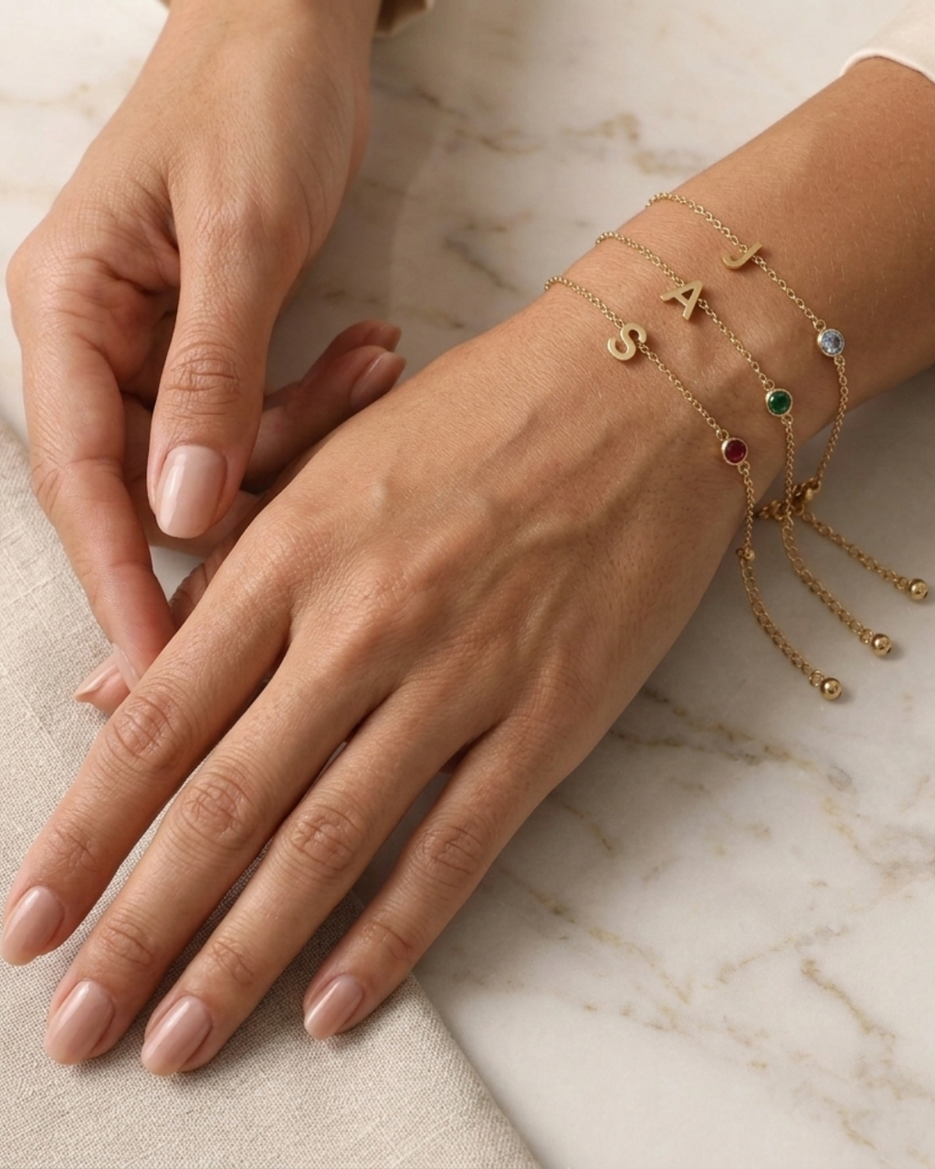 Birthstone Initial Bracelet
