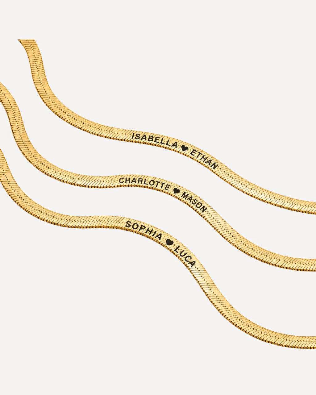 Sophia Herringbone Necklace with Engraved Names
