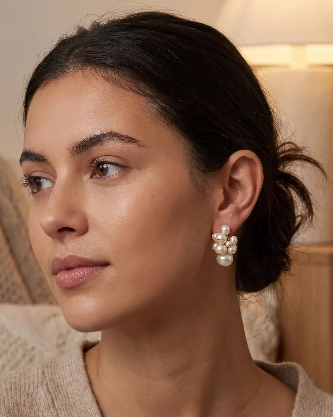 Ember Pearl Cluster Earrings Elegance