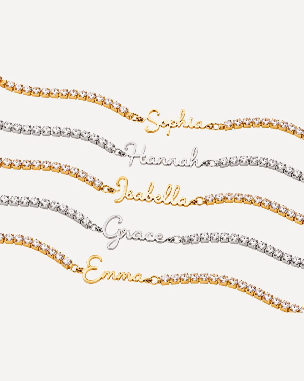 Women Tennis Necklace with Signature Name