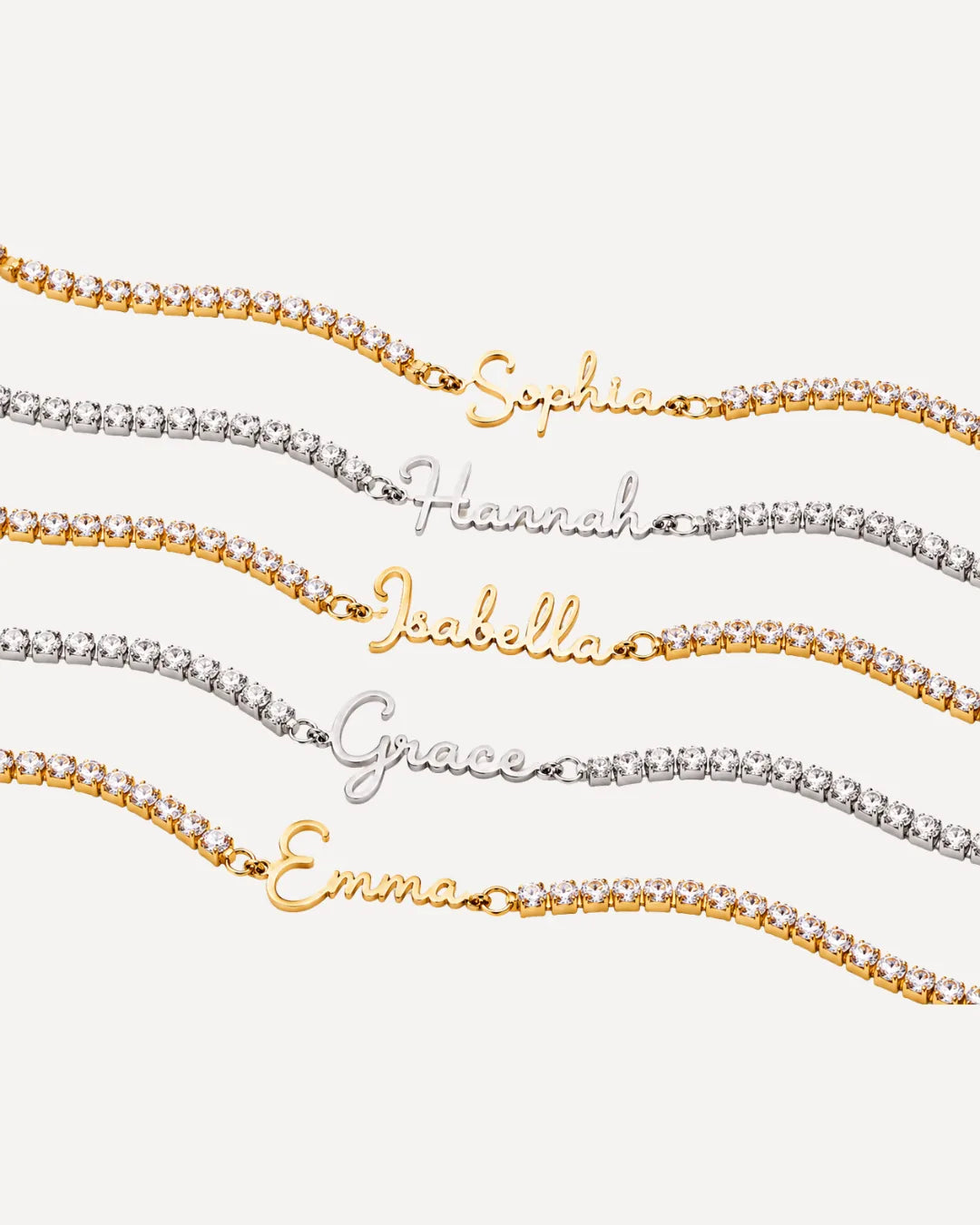 Women Tennis Necklace with Signature Name