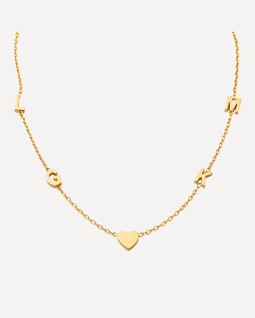 Emma Multi Initial Necklace with Heart Charm