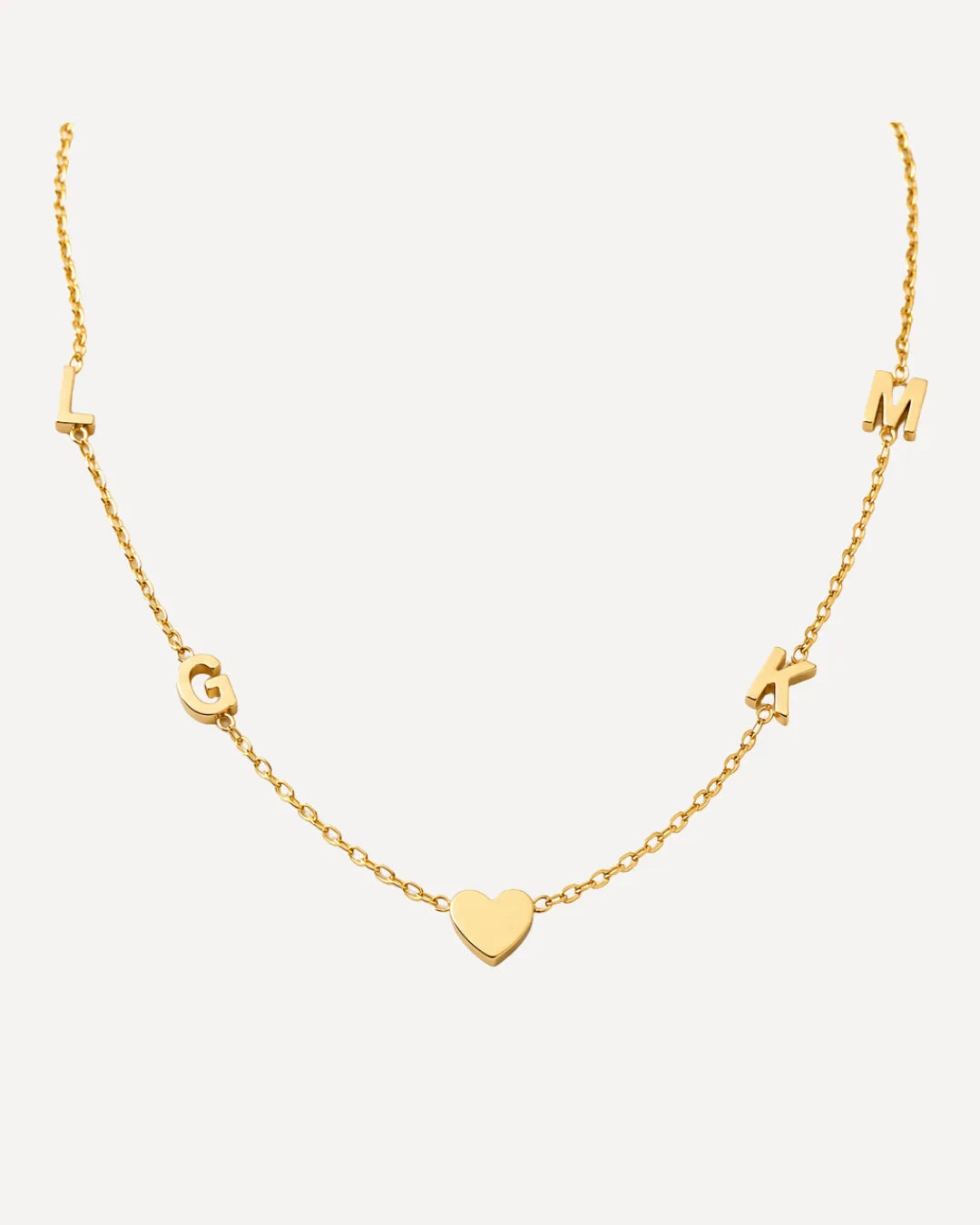 Emma Multi Initial Necklace with Heart Charm