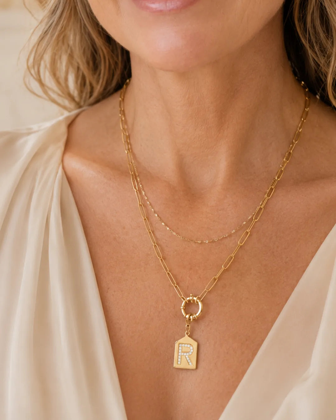 Olivia Pavè Initial Pendant Necklace