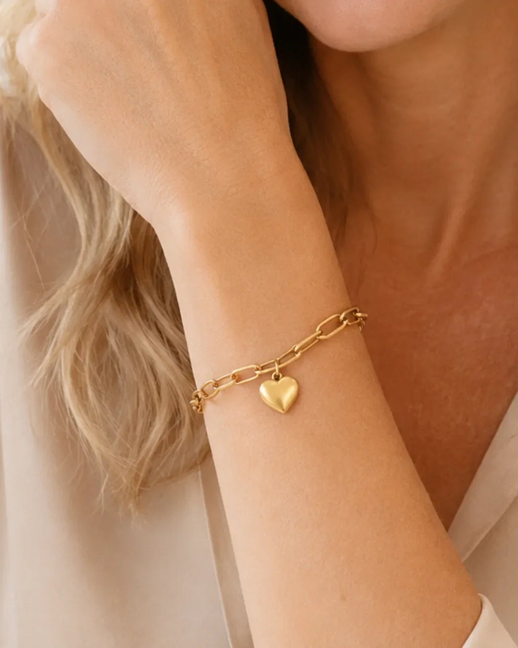 Olivia Paperclip Heart Chain Bracelet