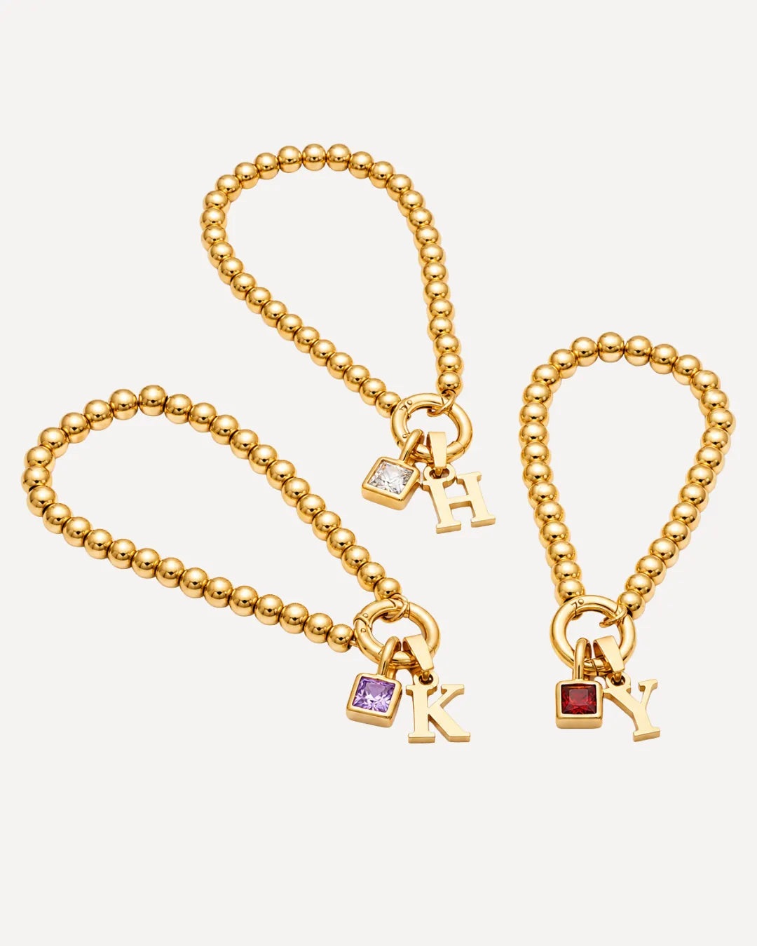 Ava Initial Birthstone Bracelet with Beads
